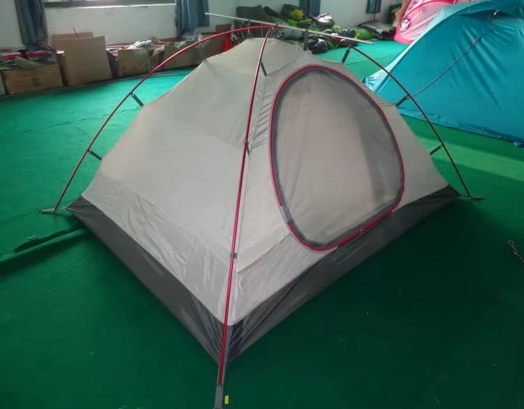 2-3 person camping survival extension dome tent is made of R/S nylon PU coated wtih eyebrow pole and snow skirt