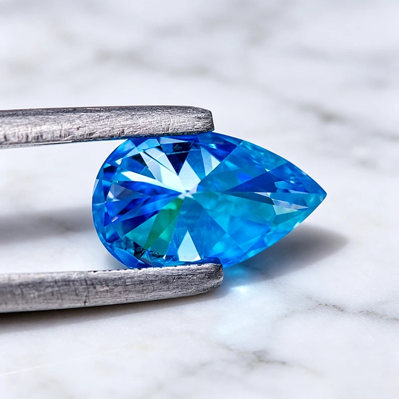 Moissanit-Stein in Eisblauer Farbe, Birnenförmiger Schliff, Edelstein für DIY-Schmuck, Ring, Halskette, Ohrringe, Hauptmaterialien mit Zertifikat – Detail 6