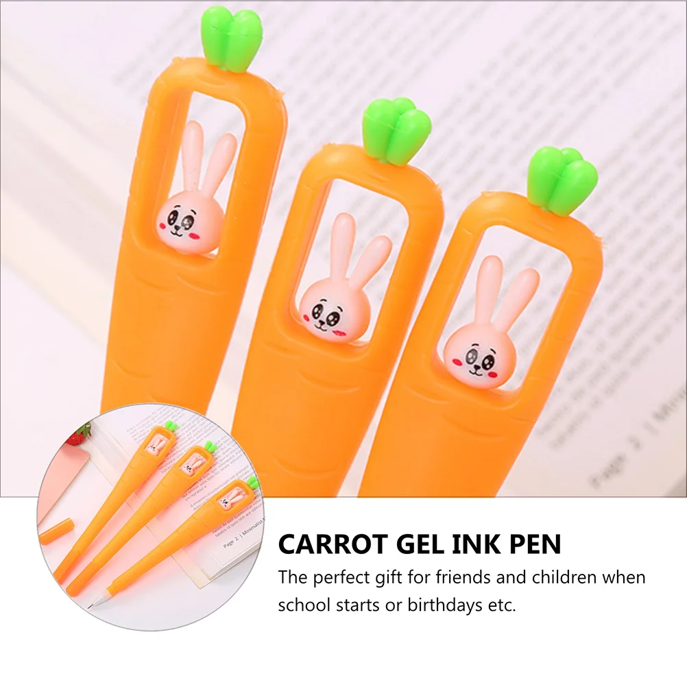 10Pcs Carrot Rabbit Roller Ballpoint Pen 0.5mm Writing Drawing Manga Animation Graphic Design Gift Gel Ink Pen