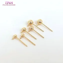 10PCS 14K gold Color plated ball beads post earrings hook earring findings handmade earrings accessories material diy craft
