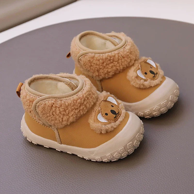 

Boys Winter Children Baby Shoes Little Bear Boys Kids Plush Boots Soft Sole Children Cotton Shoes Warm Winter Boots Baby Boot