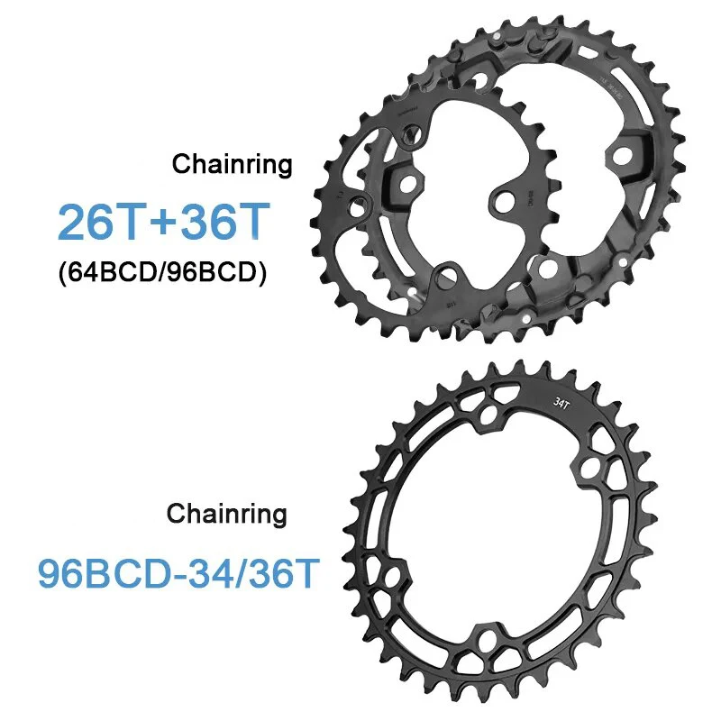 Walgun 96BCD Round MTB Bicycle Chainring 64/96BCD 26/36T 32/34/36T For M7000 M8000 M4100 M5100/MT510 Bike Crank Crown Chainring