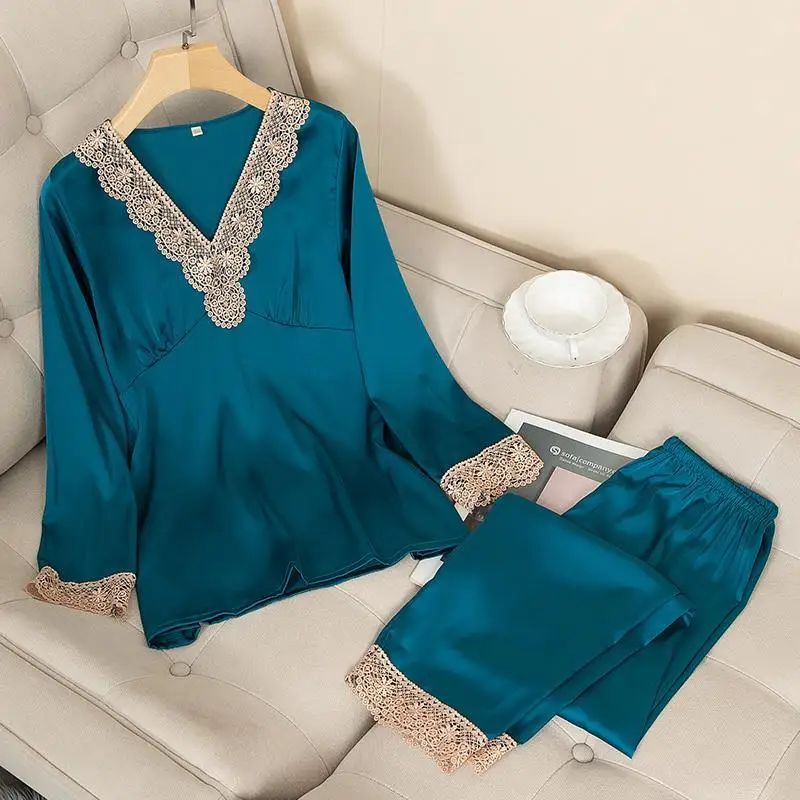 

Pajamas women's spring and autumn thin ice silk sexy and charming two-piece sexy home service can be worn outside summer suit