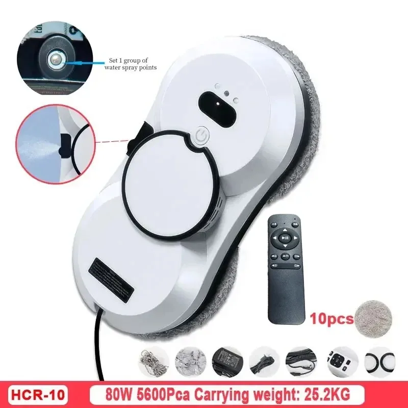 Automatic Window Cleaning Robot Water Spray Remote Control Glass Cleaner Vacuum Suction Anti Fall for High Rise Home Office