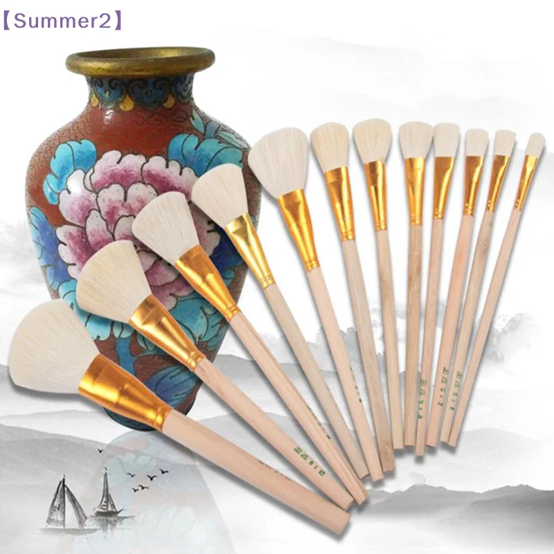 12pc Pottery Art Wool Brush Set for Ceramic Glaze/painting Coloring Watercolor〔Sum2〕