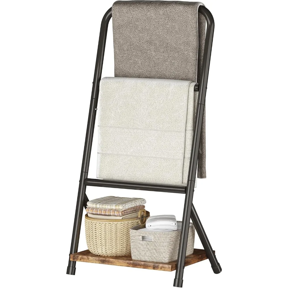 

3-х уровневая вешалка для одеял, отдельно стоящая вешалка для полотенец, держатель для одеял для ванной комнаты, сушилка для полотенец и витрина с полкой, ржавчина.