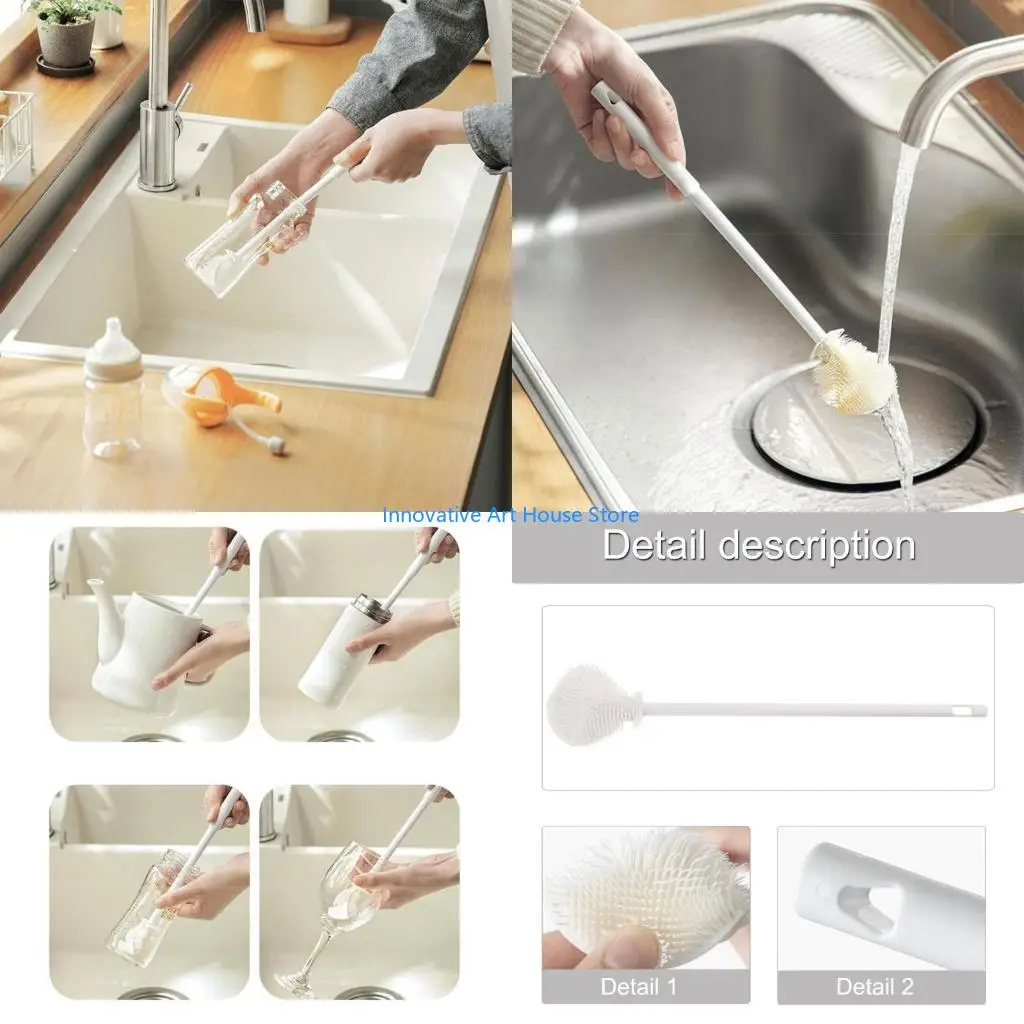 E1PC Stain Removing Cup Cleaning Brush with Long Handle for Hard to Reach Area