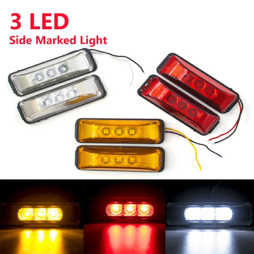 ATVOV 2x 12V 24V 3 LED Side Marker Clearance Tail Light Warning Signal Brake Indicator Trailer Lamp Pickup Truck Lorry Caravan