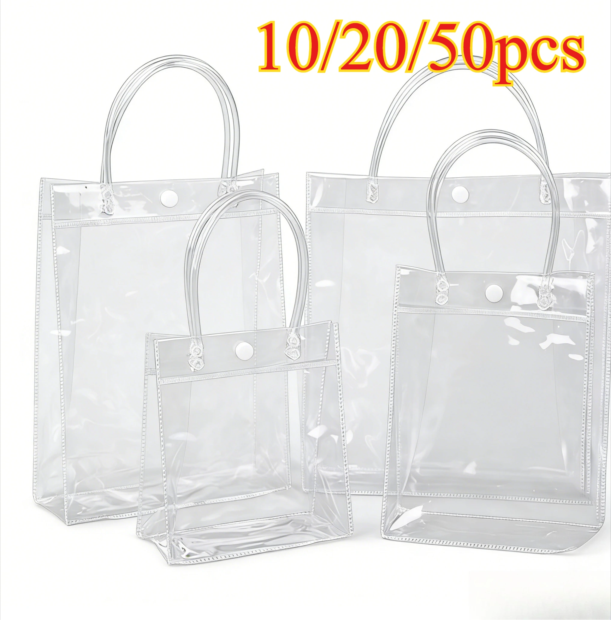 Bolsas de Regalo Transparentes de PVC Suave: Lote de Bolsas de Plástico Transparente con Asa – Bolsa de Cosméticos