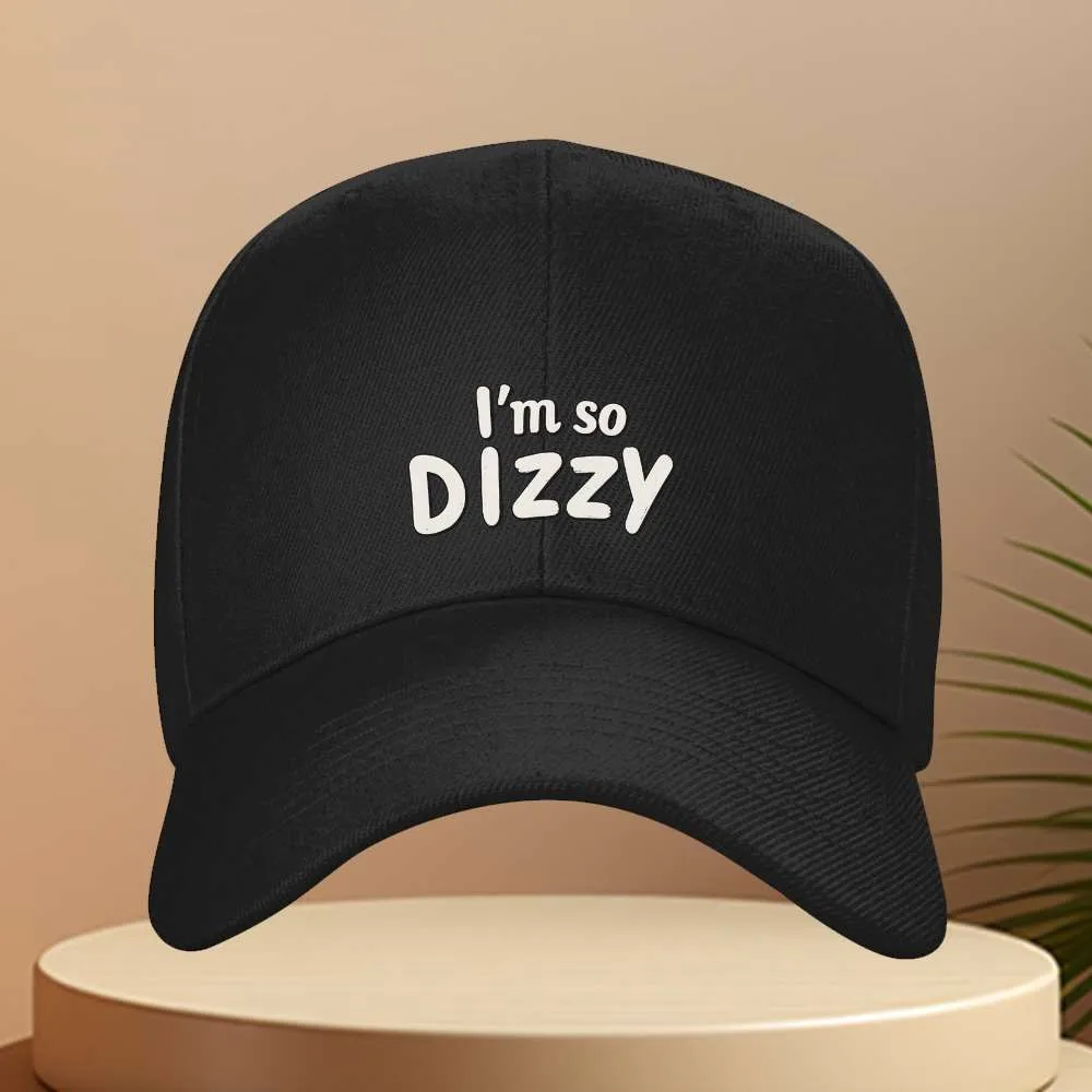 Dizzy Letter Print Baseball Cap Unisex Solid Color Adjustable Outdoor Travel Hat