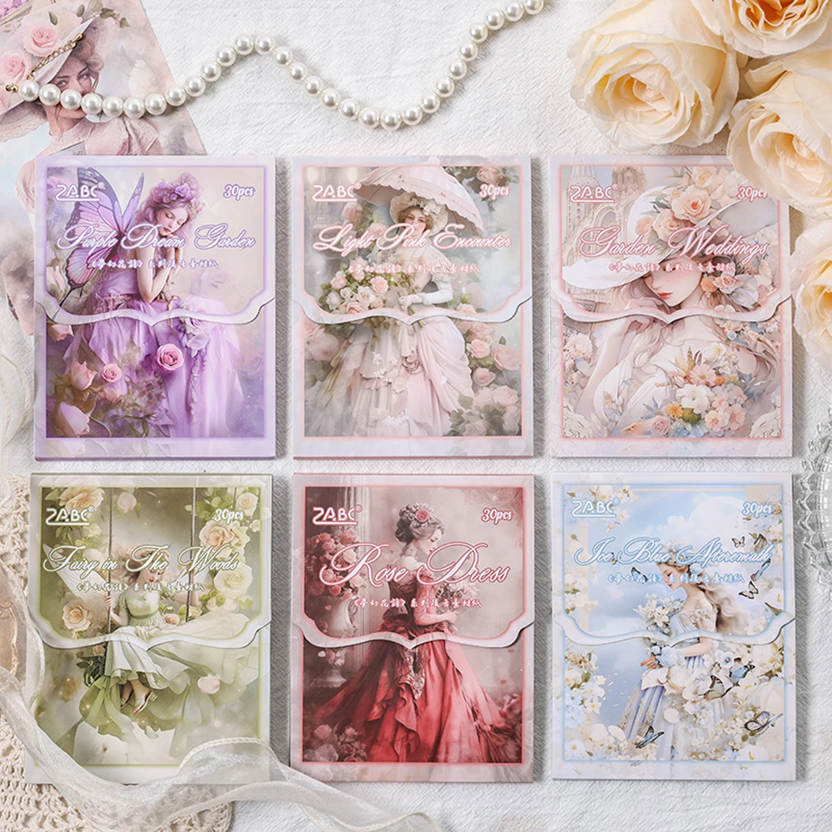30pcs Vintage Character And Floral Pattern Material Paper,Scrapbook Diy Background Paper,For Journal And School Supplies Decorat