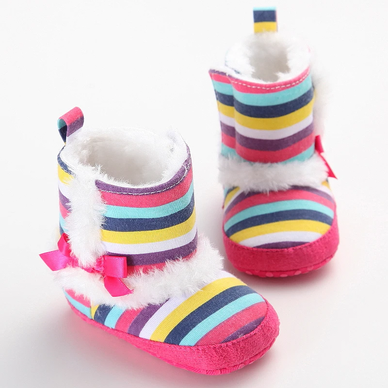 Winter Fashion Warm Rainbow Cotton Boots Baby Cotton Shoes