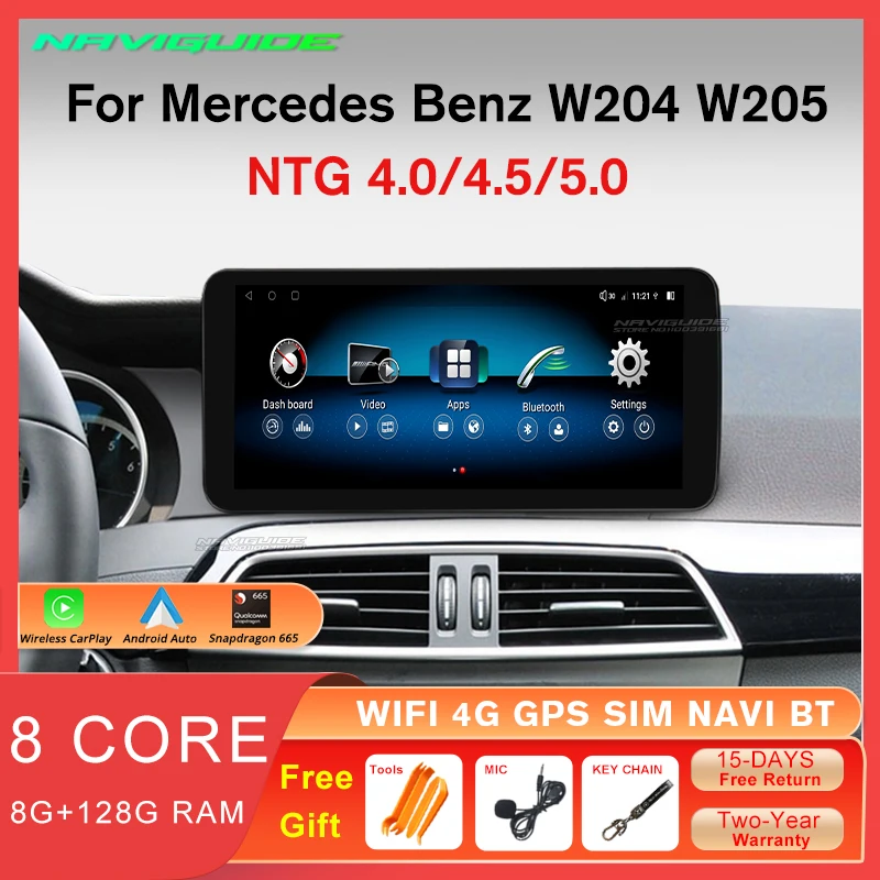 

NAVIGUIDE 10.25'' Android12 Car Radio Player For Mercedes Benz W204 W205 X253 W446 2007-2018 Carplay Multimedia Headunit BT GPS