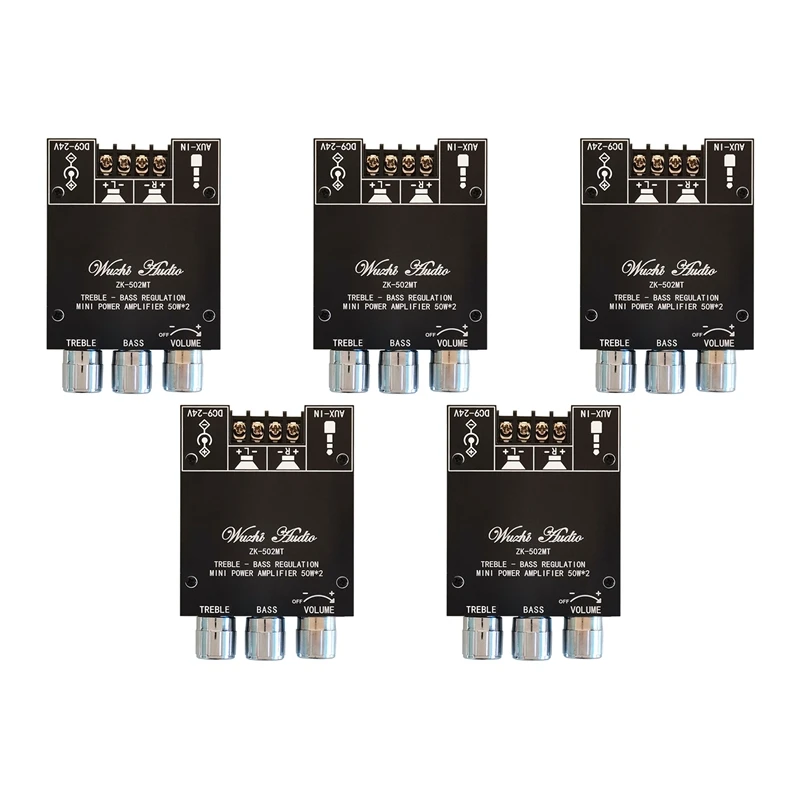 5X ZK-502MT Bluetooth 5.0 Subwoofer Amplifier Board 2.0 Channel High Power Audio Stereo Amplifier Board 2X50W Bass AMP