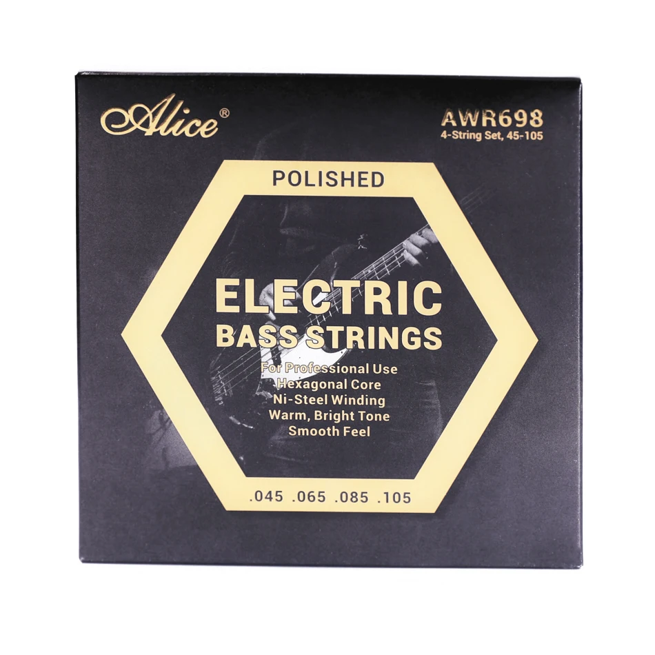 Alice AWR698 Electric Bass Strings 45-105 Hexagonal High-Carbon Steel Core Ni-Steel Winding For Professional Use