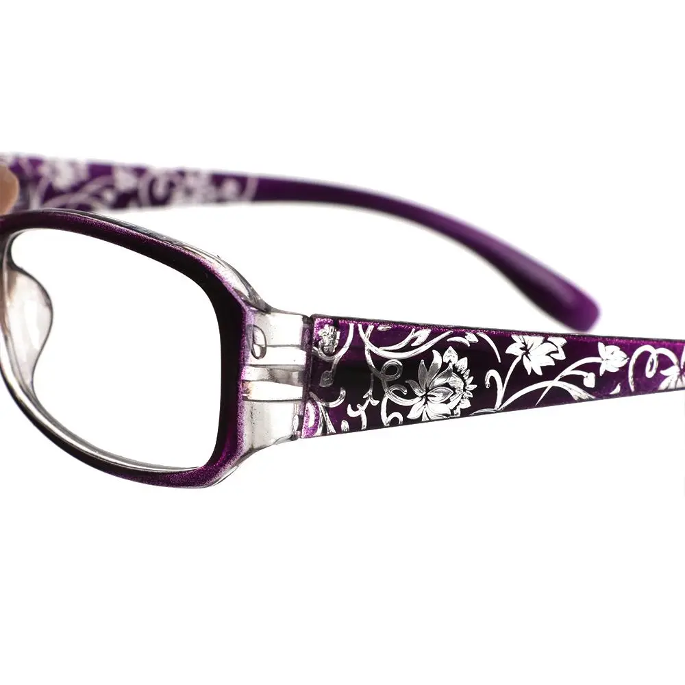 Women Spring Hinge Ultra Light Resin Print Flower +1.00~+4.0 Diopter Eyeglasses Reading Glasses Vision Care