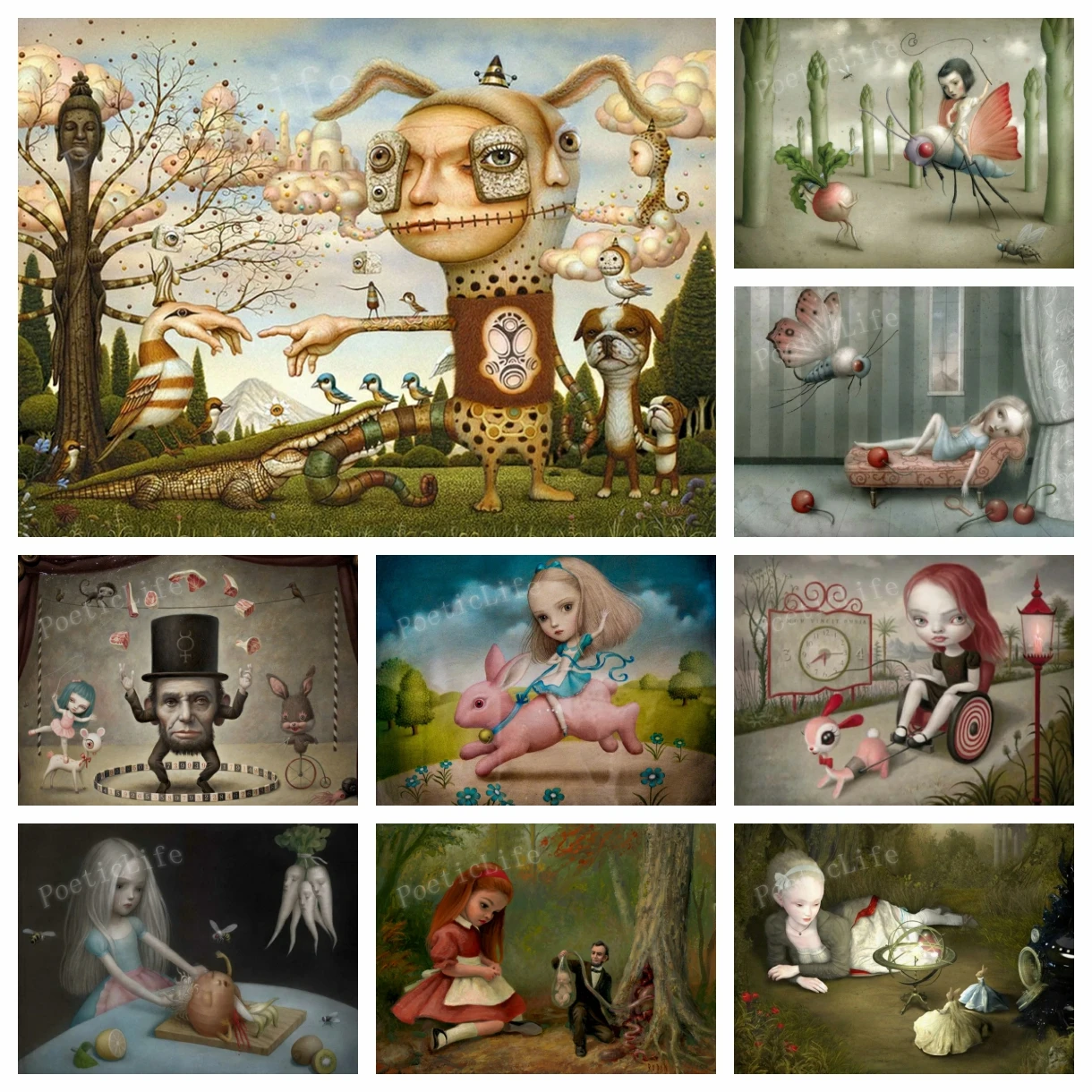 Mark Ryden Surrealism Cartoon Girl Diamond Painting DIY Abstract Picture Art Embroidery Cross Stitch Kits Rhinestone Home Decor