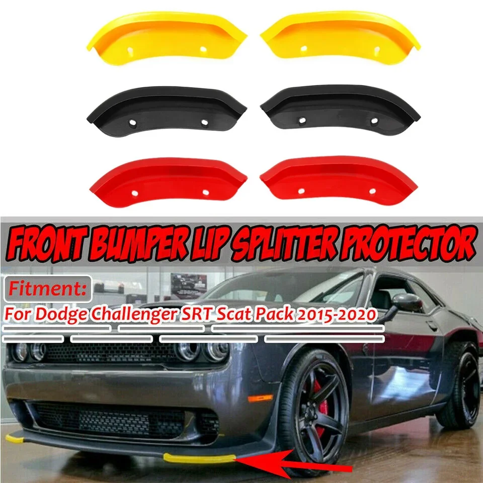 2X Front Splitter Bumper Lip For Dodge Challenger SRT Hellcat 2015-2020 Front Lower Bumper Spoiler Protector Black Red Yellow