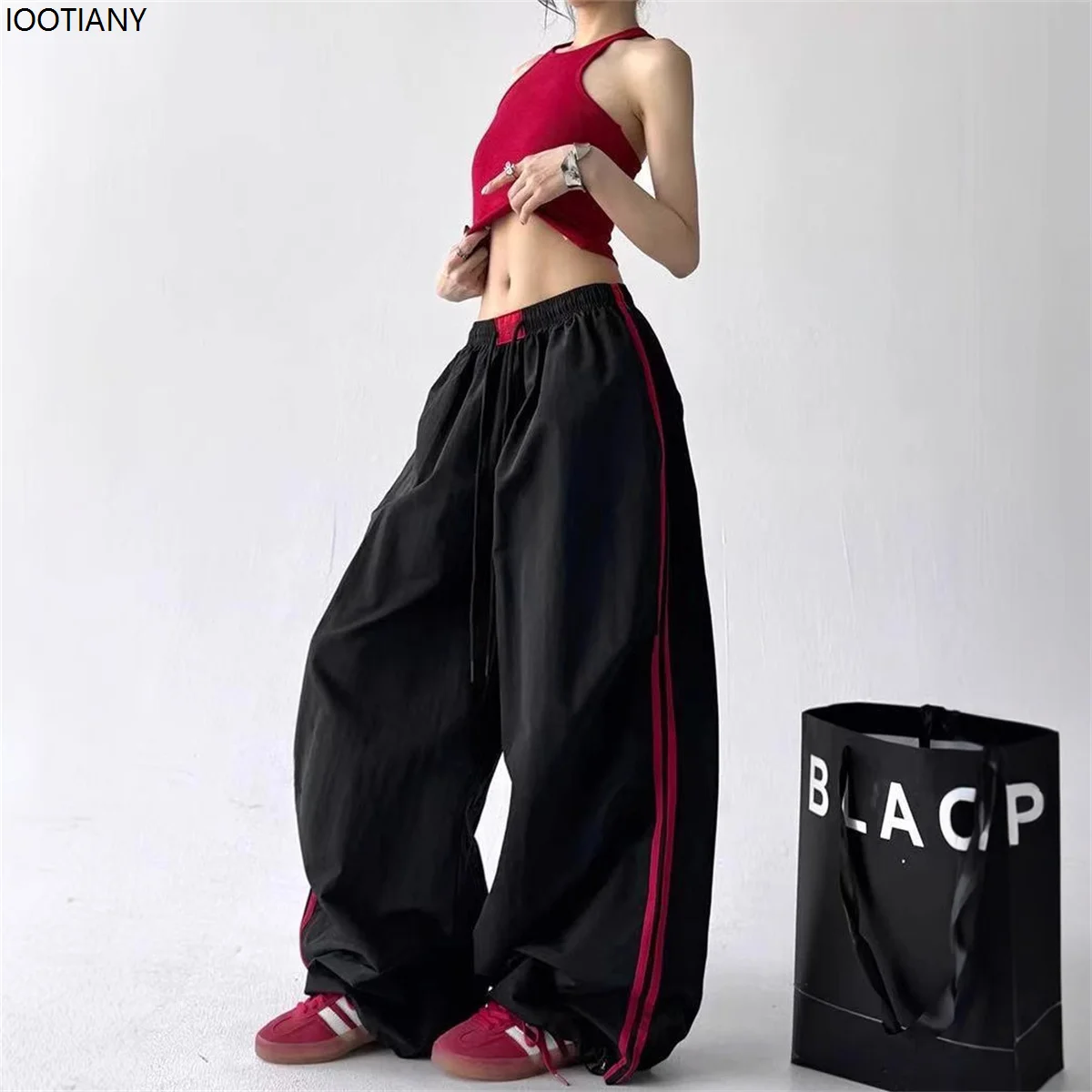 Loose Joggers Pants Women Cargo Pants Vintage Streetwear Hip Hop Y2k Baggy Wide Leg Sweatpants Casual Pockets Fashion Trousers