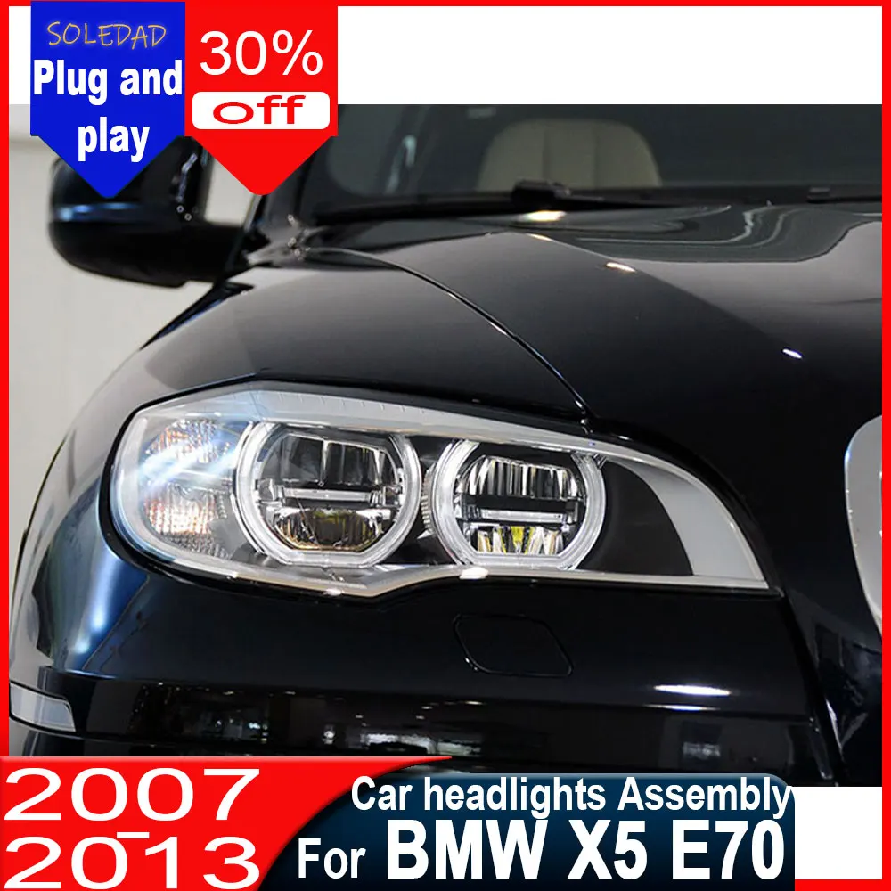 LED Head Lamp for BMW X5 E70 Car LED Headlight 2007-2014 Headlights X5 DRL Turn Signal High Beam Angel Eye Projector Lens