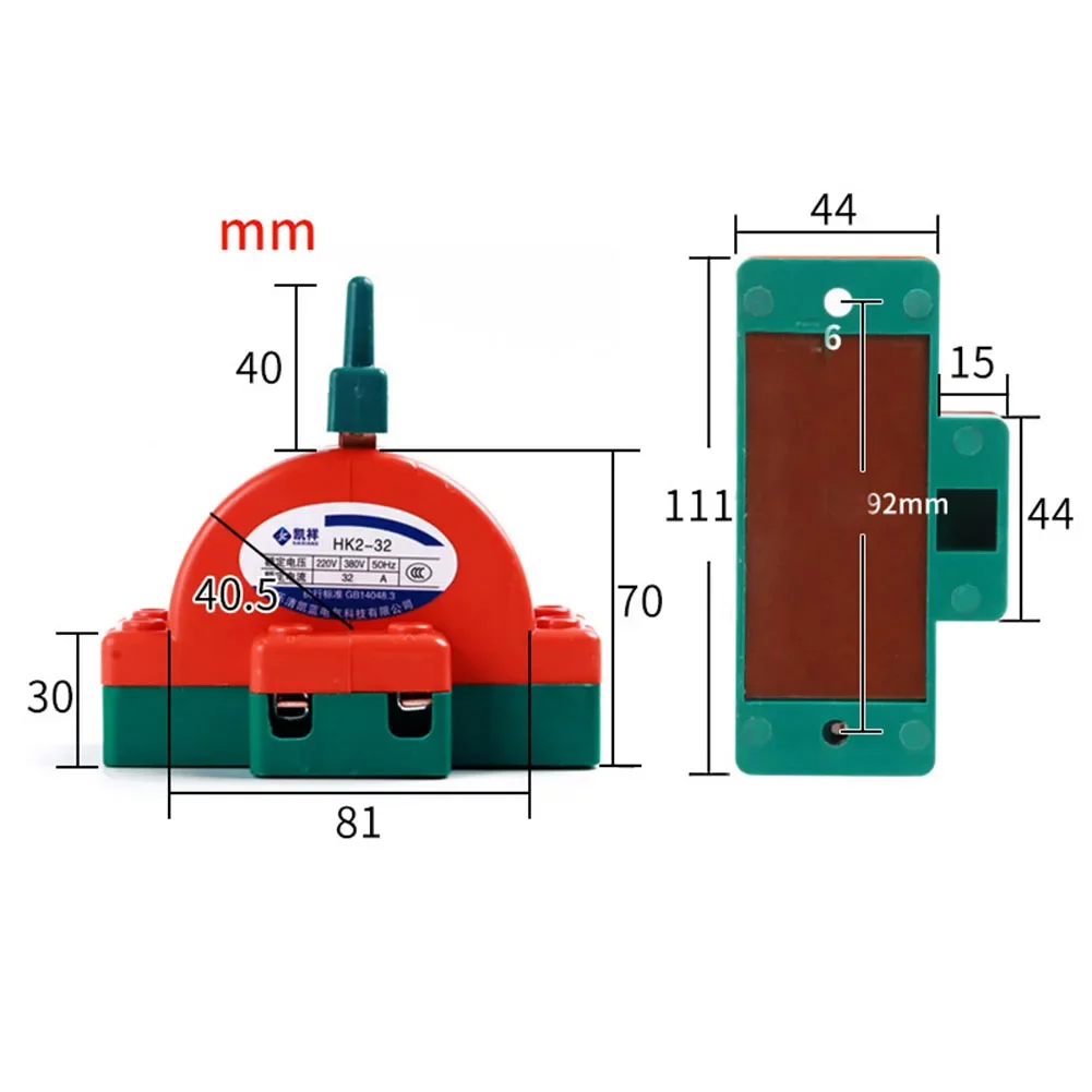50/60HZ Double Throw Isolating Disconnector Knife Reversing Switch 32A/2P 63A/2P 100A/2P 100A/2P For Fail-safe Circuit Breakers