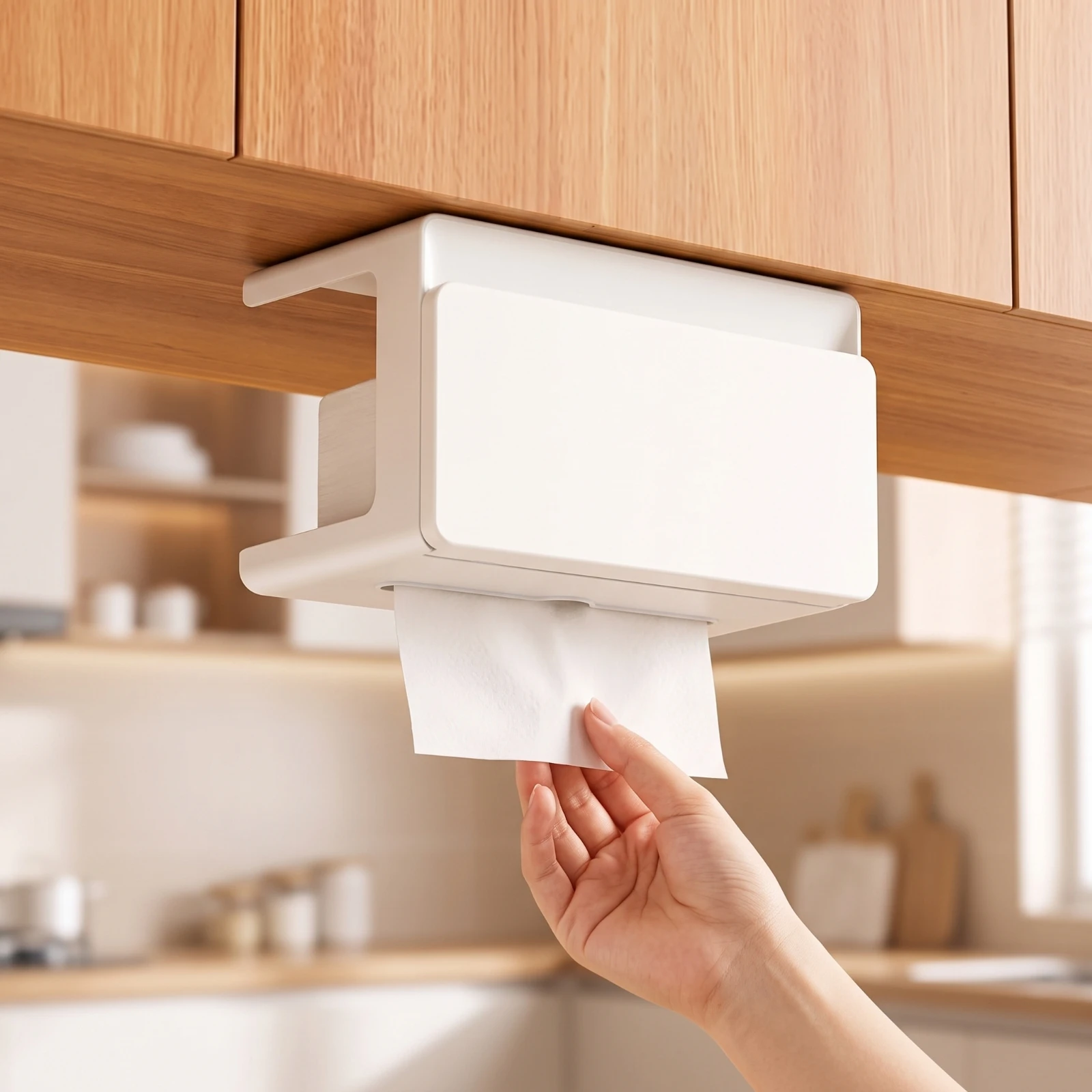 Under-Cabinet Paper Towel Holder Space-Saving Under Cabinet Paper Towel Holder Organizer Compact Minimalist for Kitchen, Shelf