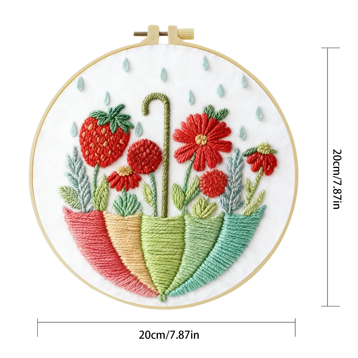 1 Stück 20X20CM/15X15CM 7,87/6,3 Zoll Blumen-Stickerei-Starter-Kit DIY-Kit DIY-Stickerei-Set für Anfänger – Detail 4