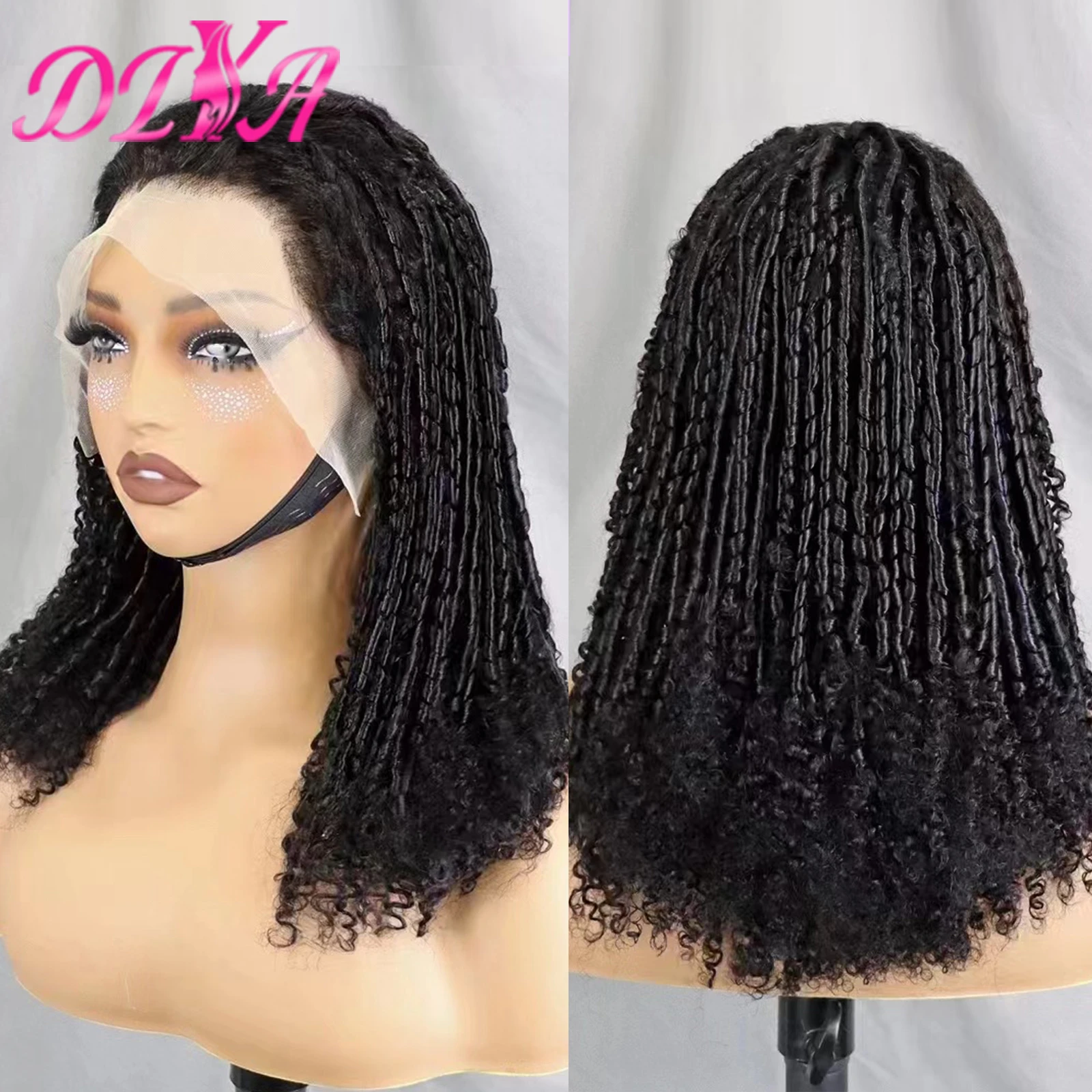 Glueless Chopstick Roll 250% Density Curly Human Hair Wigs for Black Women 18 Inches Natural Black Brazilian Remy Hair Wigs