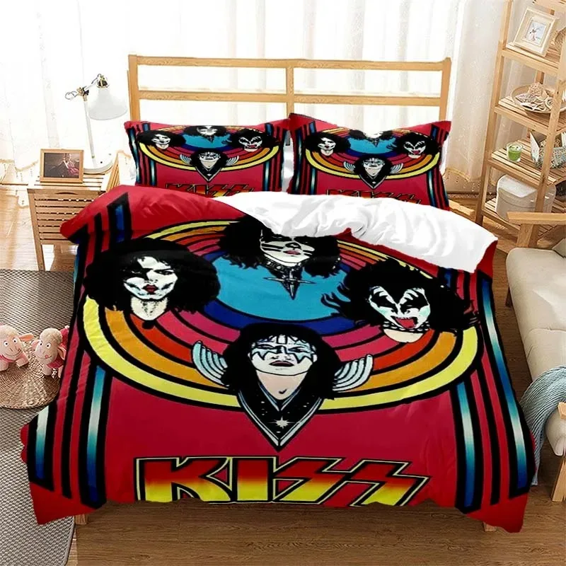 

Kiss Rock Band Bedding Set Boys Girls Twin Queen Size Duvet Cover Pillowcase Bed Kids Adult Fashion Home Textileextile