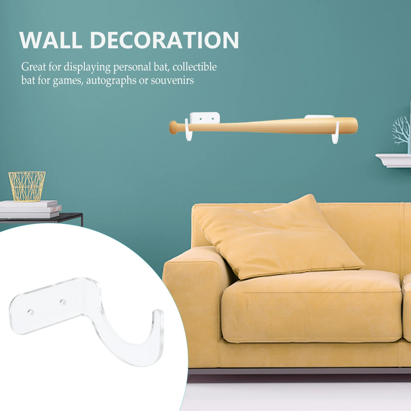 4 قطعة مضرب بيسبول حامل أصحاب قابل للتعديل مادة الاكريليك مستقرة ديكور المنزل عرض مضرب بيسبول رف حامل الكرة اللينة #2