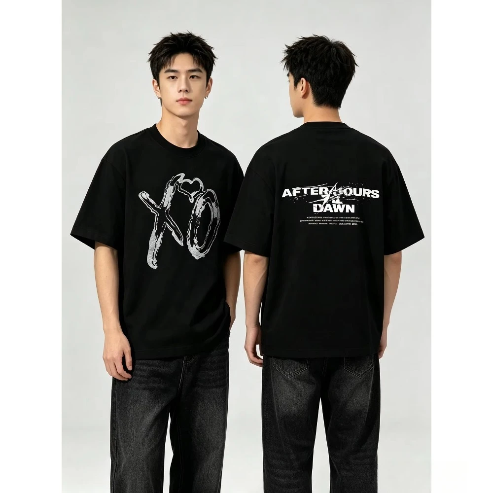 2026 New After Hours Till Dawn Tour Double Print Black T-shirt The Weeknd Fans Oversized Drop Shoulder Tee