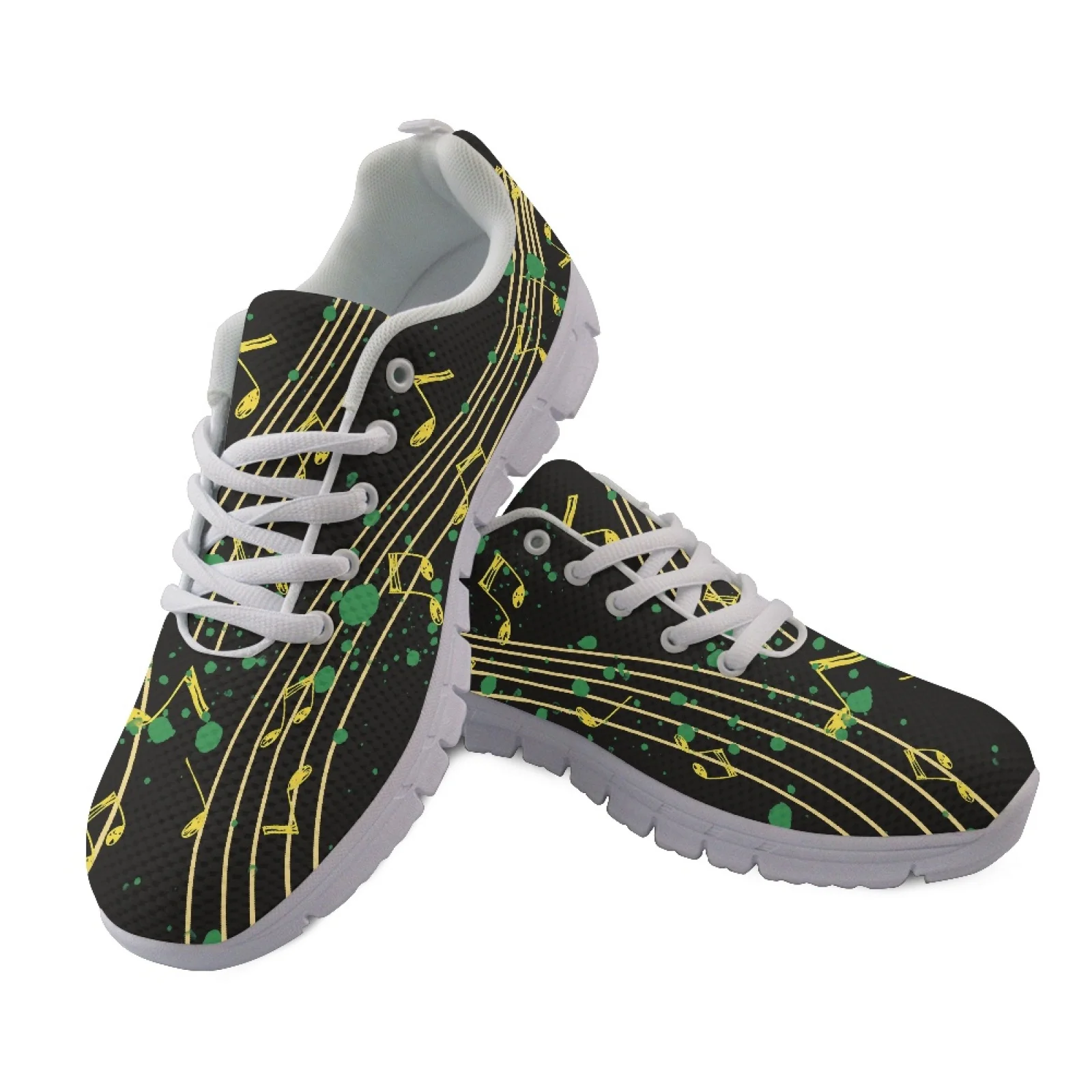 Coloranimal Music Note Mesh & EVA Sole Walking Running Shoes, Lace up Breathable Sneakers for Women and Men, 2026 New Fashion