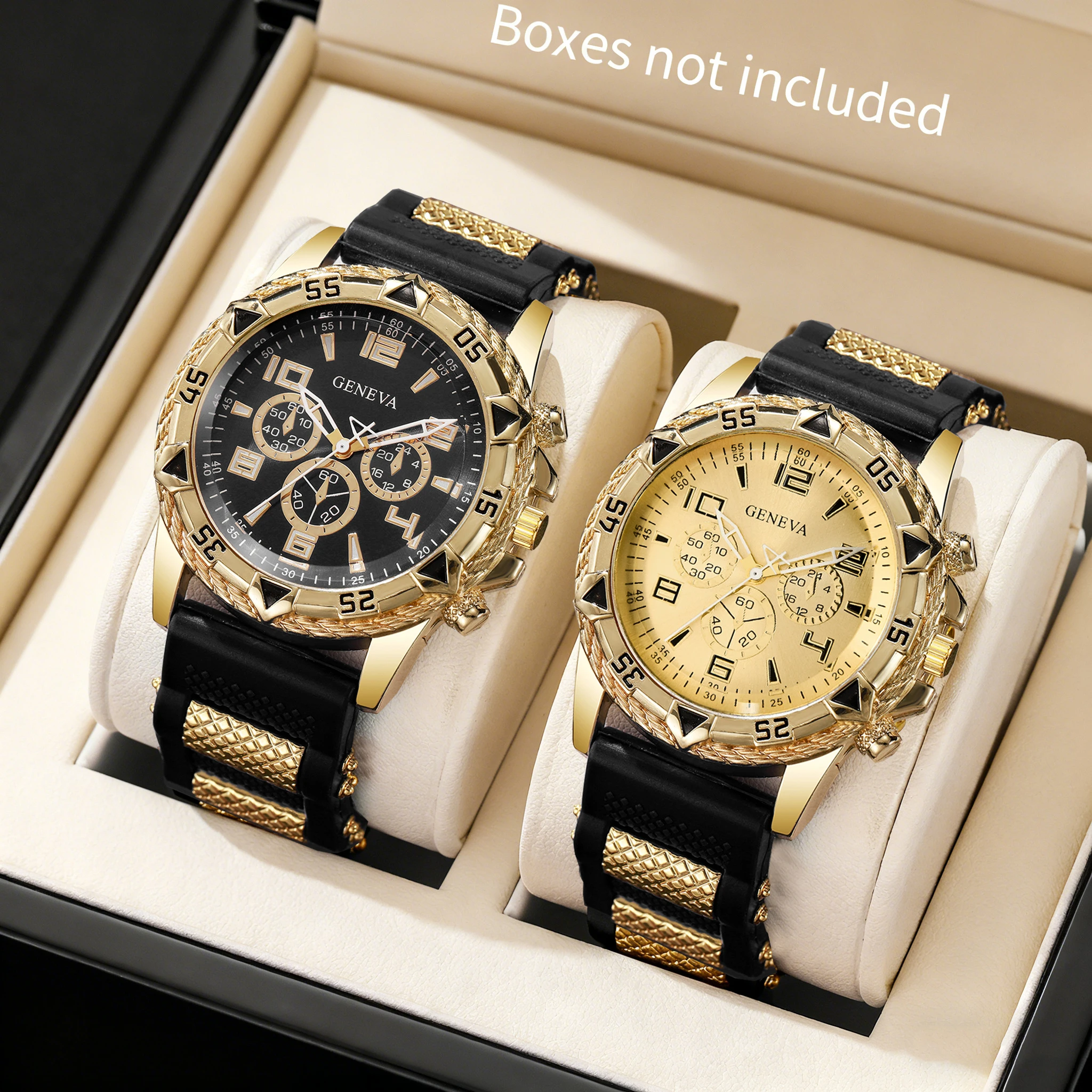 

2 шт./компл. роскошные арабские мужские наручные часы с большим циферблатом, модный силиконовый ремешок, кварцевые часы Reloj Hombre (без коробки)