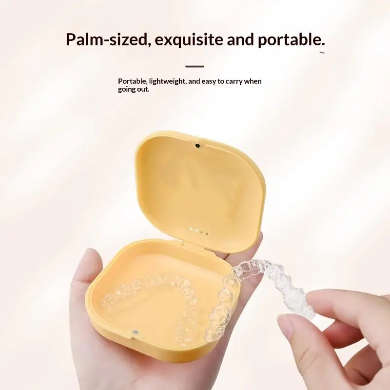 Breathable Dental Denture Box with Vent Holes Shockproof Portable Retainer Braces Case for Home Travel Use