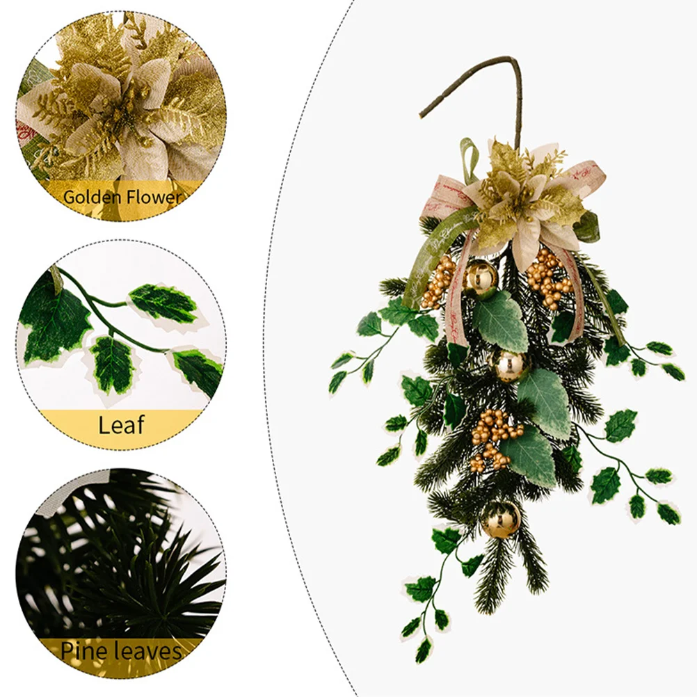 ประตูแขวนคริสต์มาสคว่ําของขวัญพวงหรีดเครื่องประดับ Swag Garland พวงหรีด Xmas Teardrop Ball