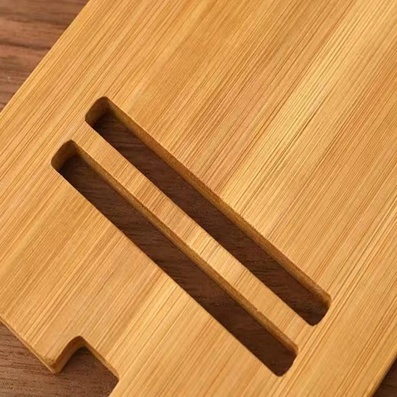 

Eco Bamboo Desktop Holder Solid Wooden Smartphone Charging Stand Practical Multifunctional Lazy Support For Desk cable saver