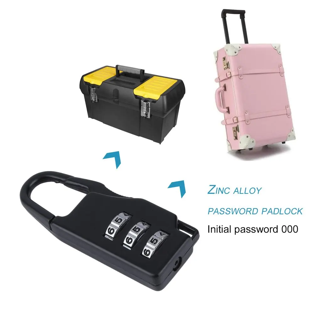 1 pz nuova sicurezza 3 combinazione viaggio in lega di zinco valigia bagaglio borsa portagioie cassette degli attrezzi codice serratura lucchetto con cerniera