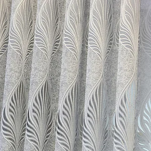 Beyaz, gri, işlemeli, avrupa tarzı kalınlaşmış yatak odası için yüksek kaliteli perdeler oturma odasına şeffaf tül kumaş, ilmet'in en tepesi, En çok satılan 12 perde vual-nakış durumu 8