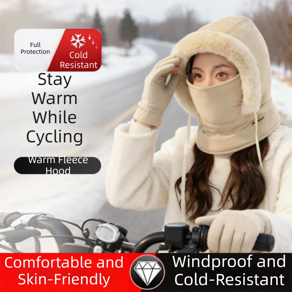 

Cycling Cap Down Cotton Balaclava Ski Mask Warm 4-in-1 Beanies Cap Windproof Dustproof Winter Hat Outdoor