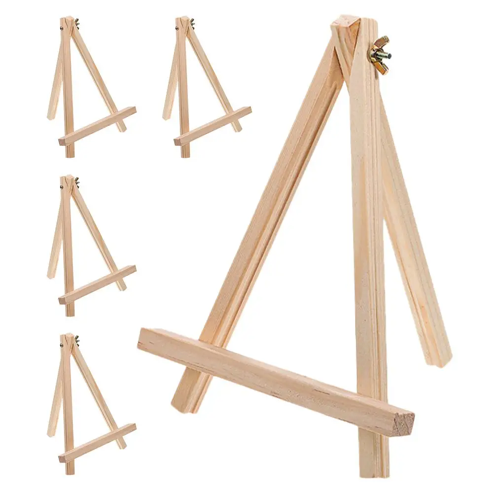 5pcs Wooden Tripod Easel Display Stand for Photo Canvas Painting Picture Frame Lightweight Foldable Reusable
