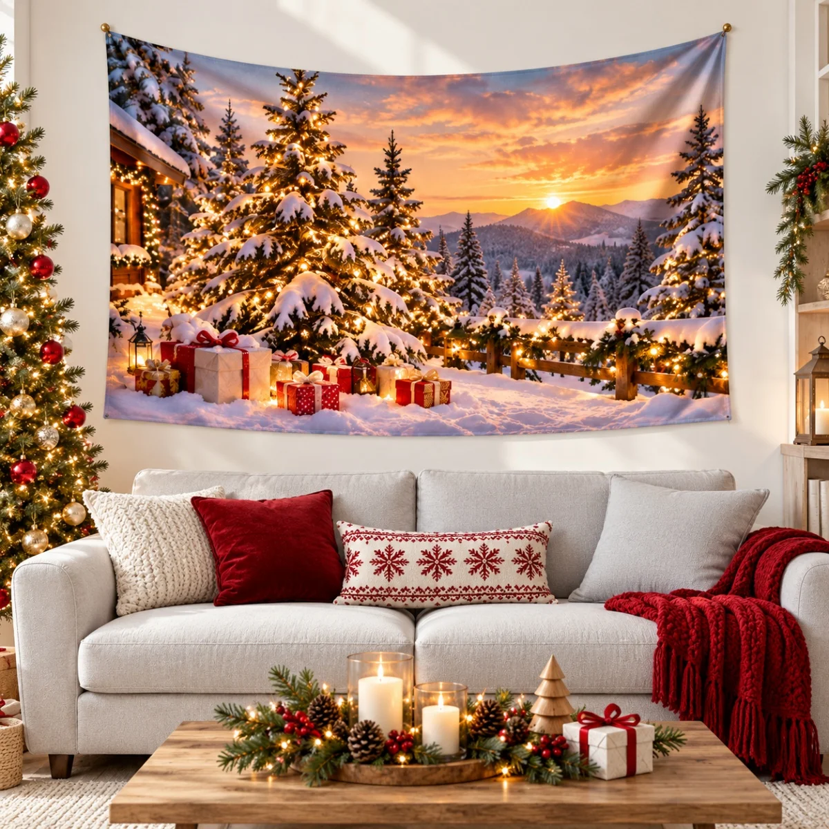 Custom Photo Tapestry, Personalized Picture Wall Hanging, Customized Christmas Backdrop Tapestry, Home Wall Decor for Holiday Pa