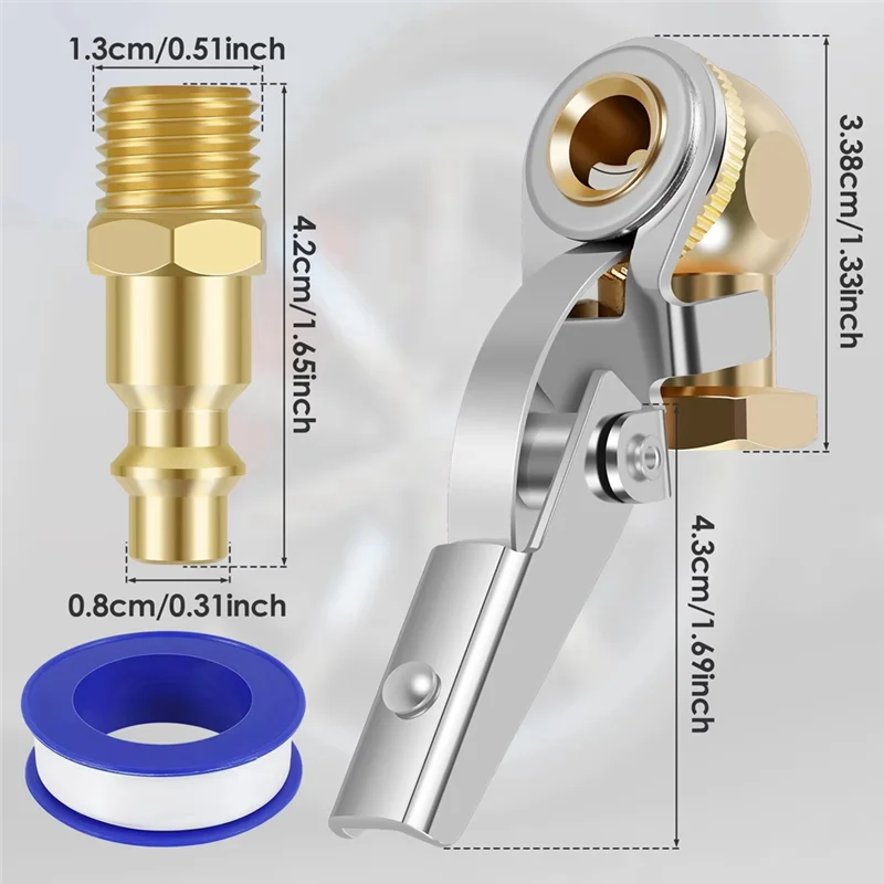 عملي 2 قطعة كرة مغلقة الإطارات 1/4 بوصة FNPT مغلق تدفق منفاخ لإطارات السيارة الهواء سيارة منفاخ لإطارات السيارة صمام موصل #3