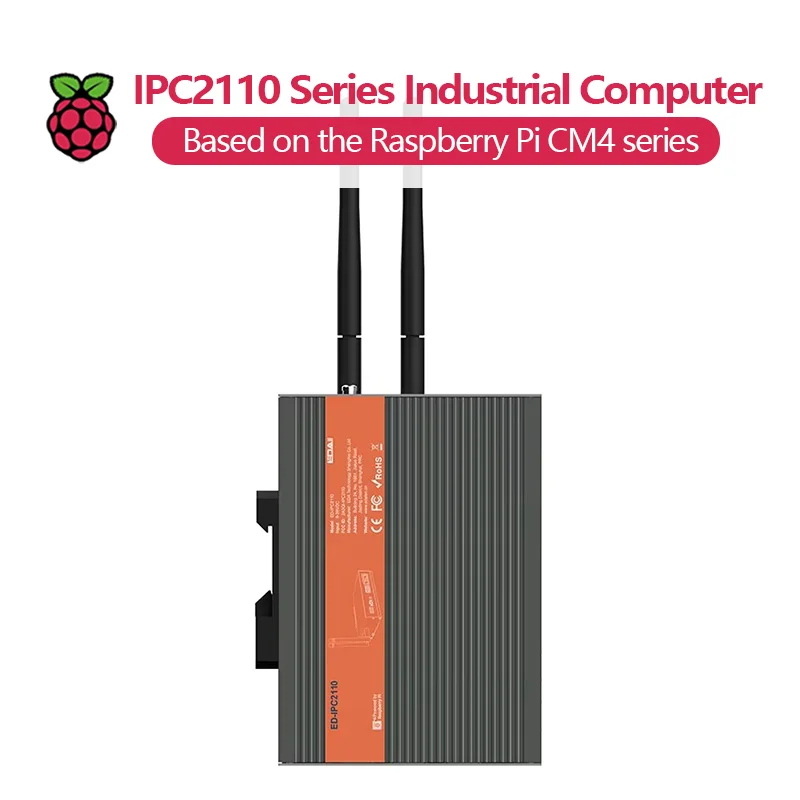 Raspberry Pi CM4 ED-IPC2110 Series Industrial Computer, Broadcom BCM2711, Optional WiFi, eMMC, DDR, and 4G LTE modules