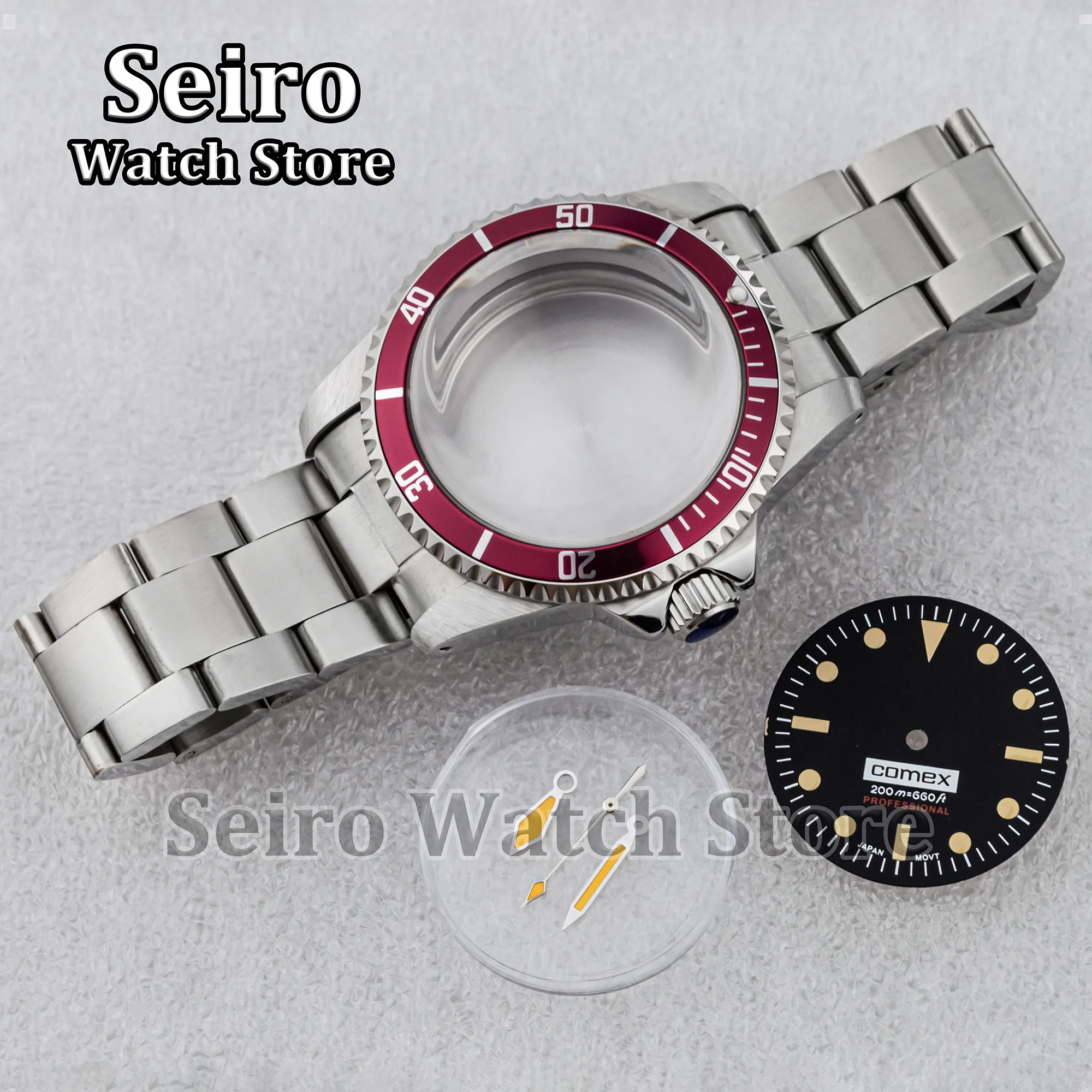 

Stainless Steel Vintage Restro Watch Case 39MM Arcylic Bubble Glass Oyster Strap Black Dial Hands for SUB GMT NH35 NH36 Movement