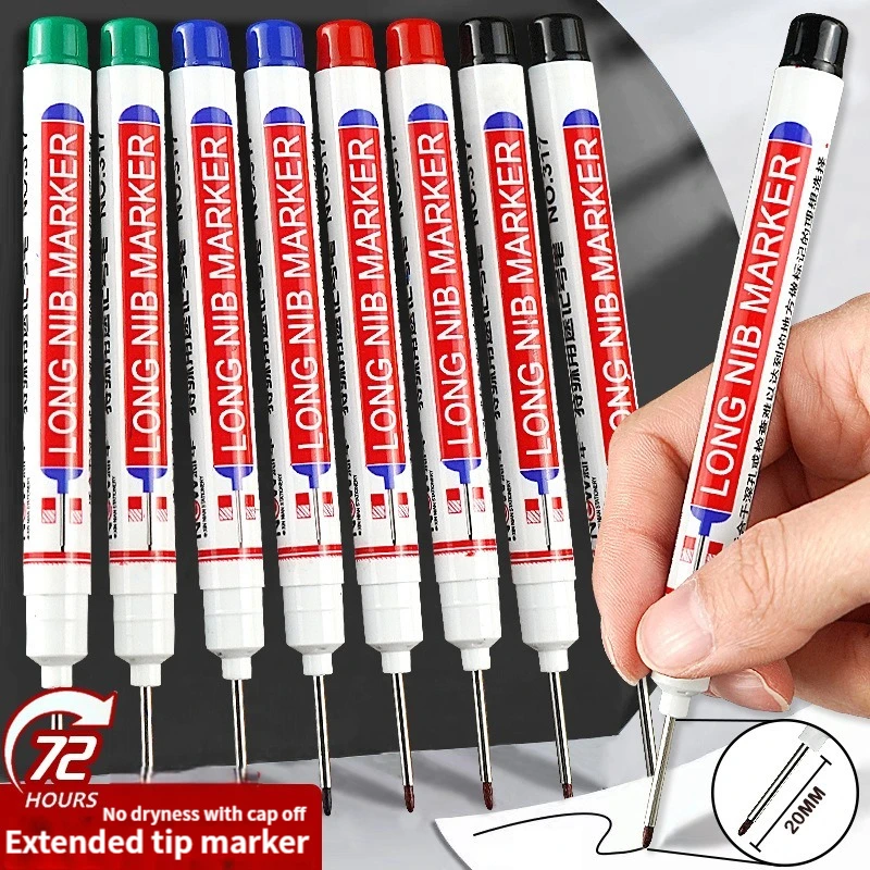 Marqueurs en continu à tête longue et à trou profond de 20mm, stylo perforateur en métal polyvalent, étanche, décoration de travail pour calcul à