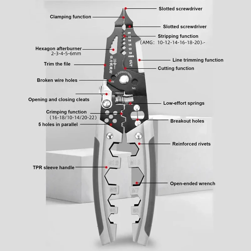 Electrical Wire Strippers Multifunctional Winding Wires Cable Crimper Wire Clippers Professional Wire Crimping Tool