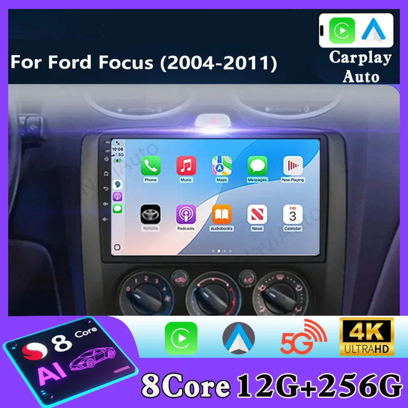 CarPlay 2 Din Car Radio Multimedia Video Player for Ford Focus 2 Mk2 2004-2011 Android 16 Auto GPS 2din Stereo
