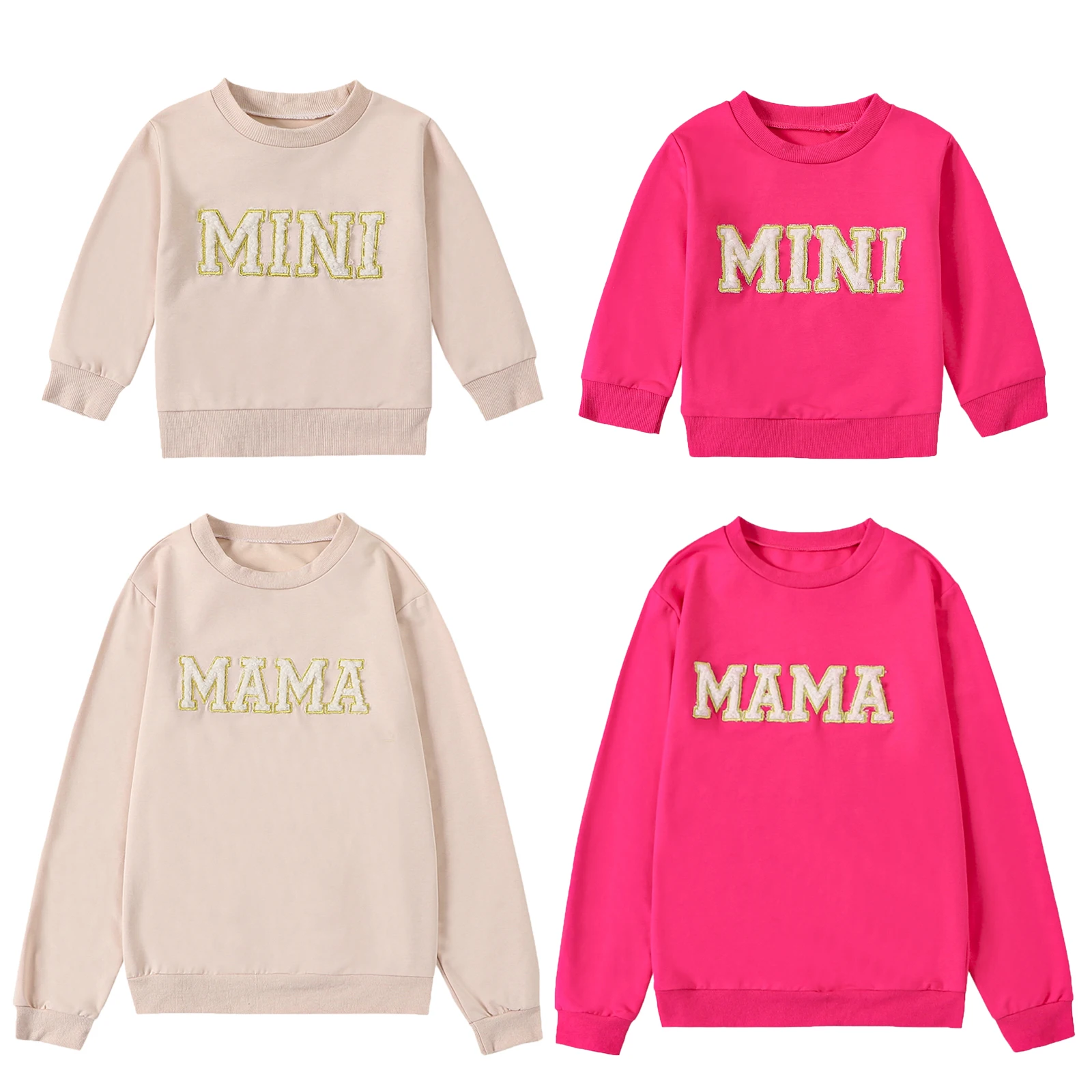 FOCUSNORM Mommy and Me Matching Outfits 0-3Y Letter Embroidery Long Sleeve Pullovers Fall Sweatshirt Tops 2 Colors