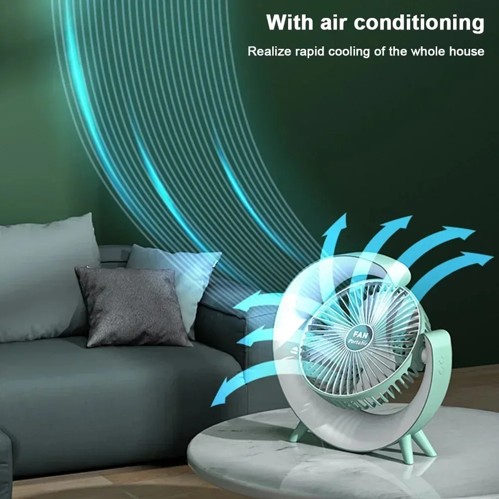 Xiaomi-ventilador portátil recargable por USB, miniventilador eléctrico silencioso de 7 colores, 180 °, ajustable, 3 velocidades, para acampar en