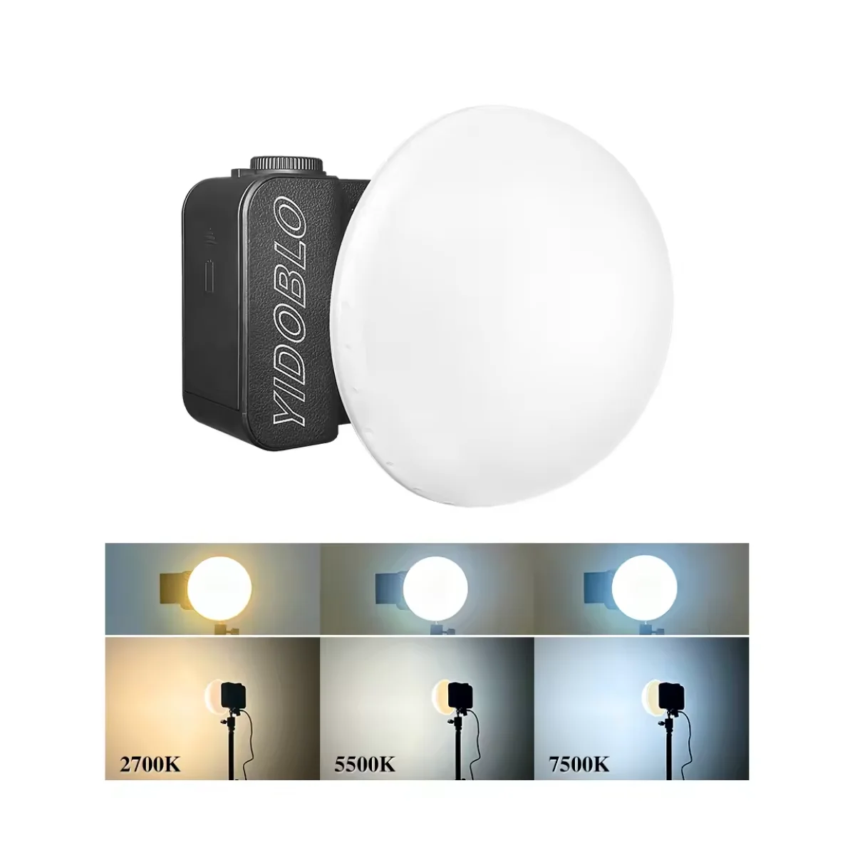 ZC-100 2700-7500K COB LED Video Light Handheld Studio Video Camera Spotlight for Live Streaming TikTok Broadcast and Ring
